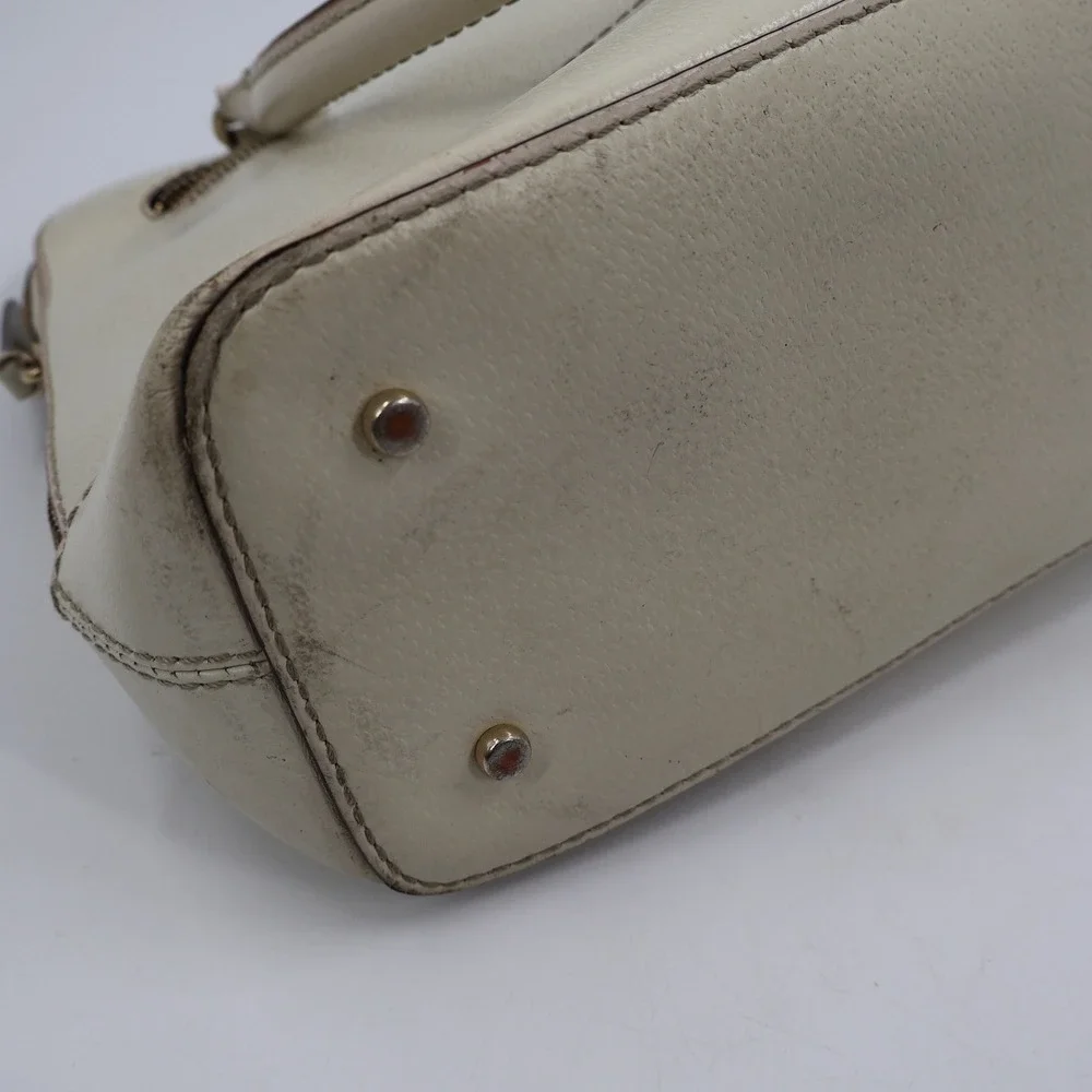 Kate Spade Dome Satchel Bag Womens Medium Cream Pebbled Leather Polka Dot Lining